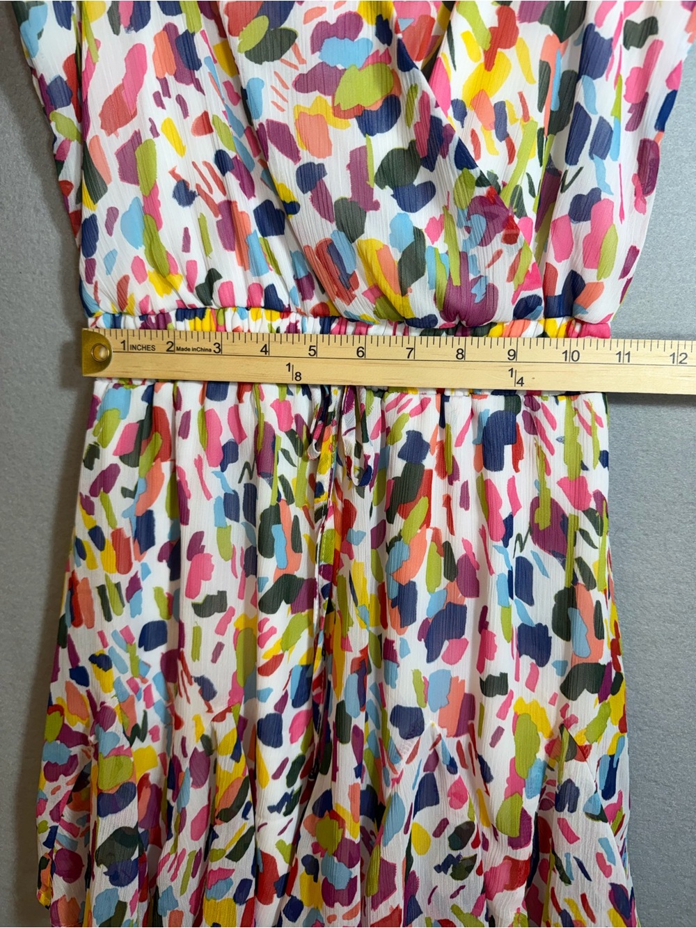 Colorful Rainbow Print Sleeveless Mini Dress Romper Small White Flowy - Picture 11 of 15
